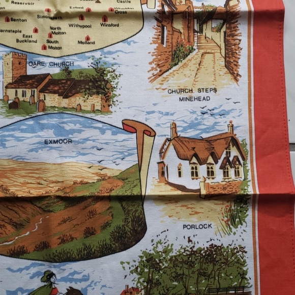 Vintage UK "Around Exmoor" kitchem towel - Picture 5 of 8